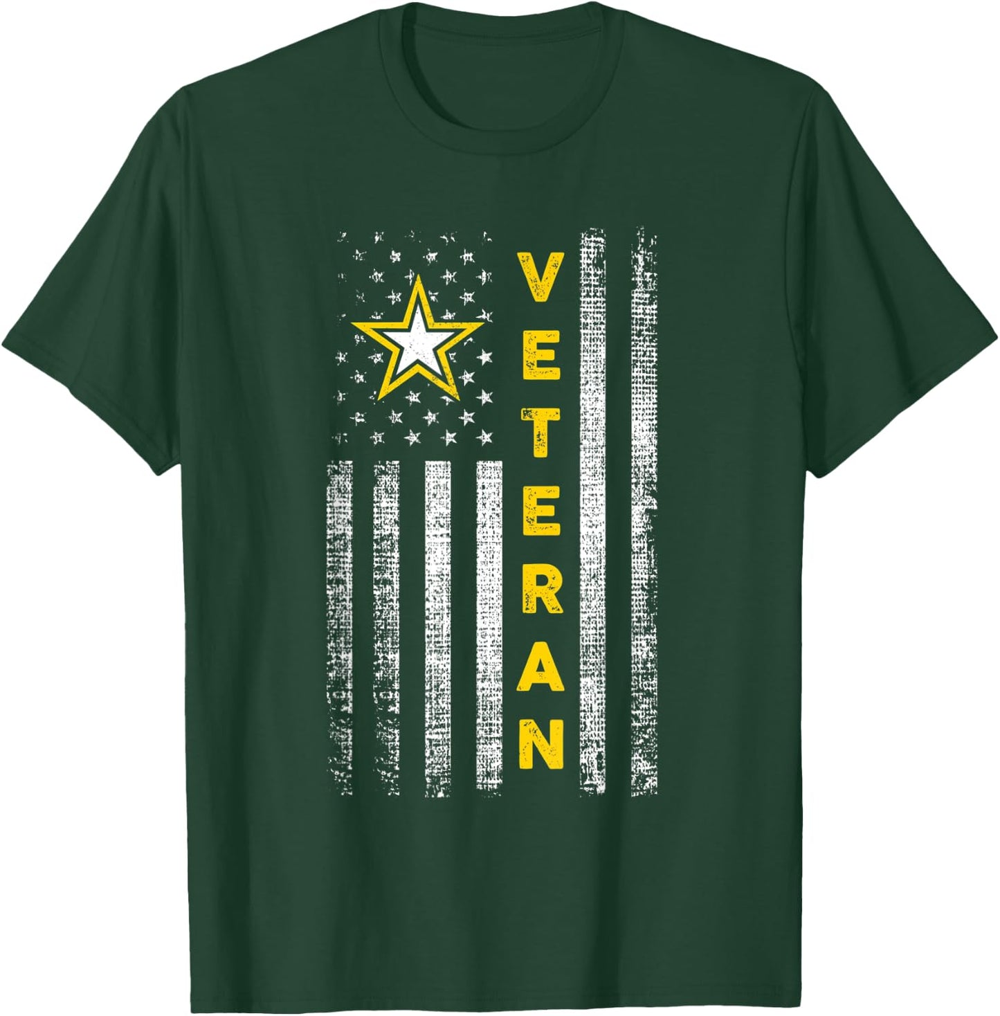 Army Veteran RTees Black -Adults Classic Fit Modern Short Sleeve Small T-Shirt - T-Shirt | Forest