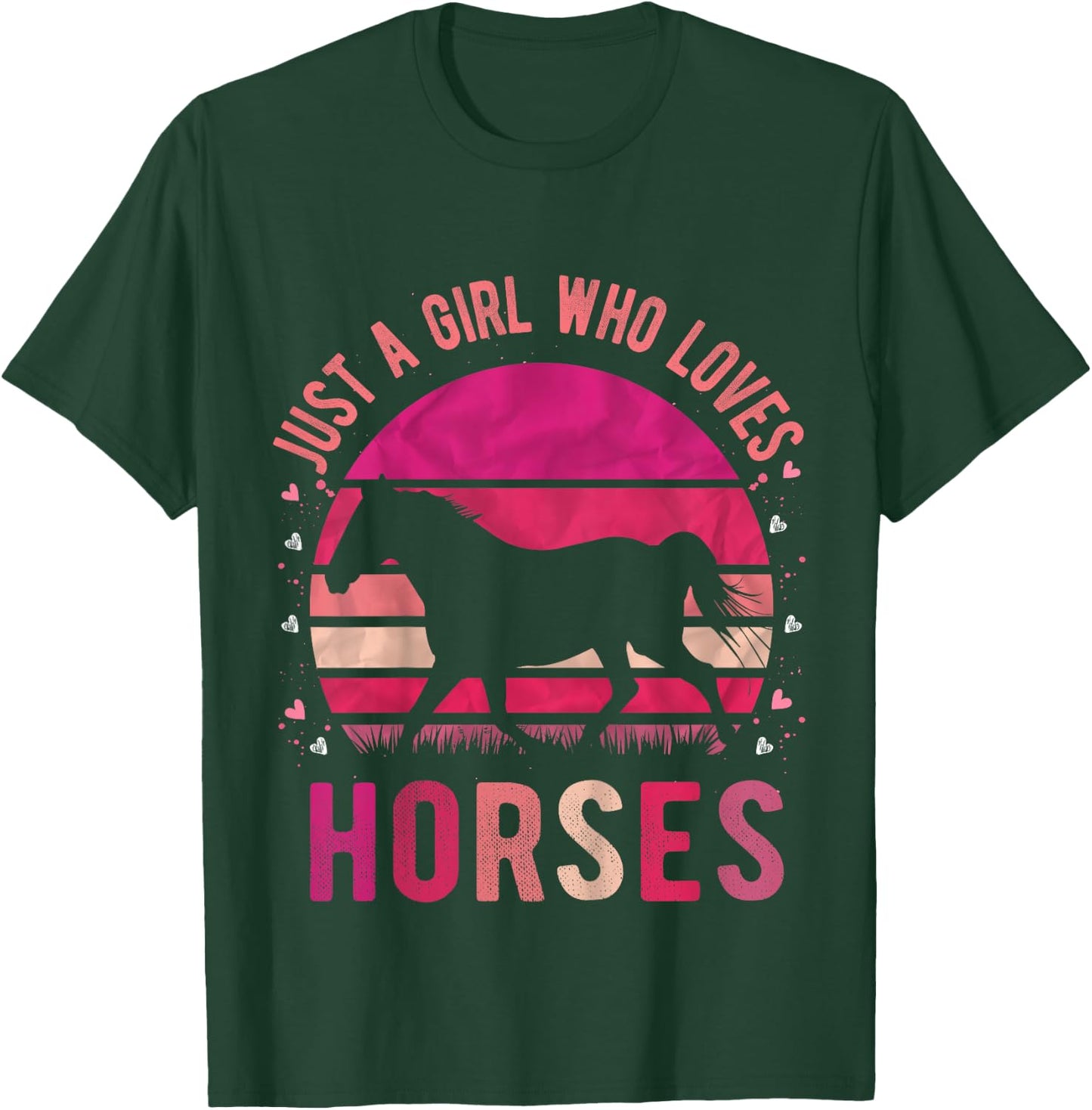 Just a Girl Who Loves Horses Vintage Retro Gift T-Shirt - T-Shirt | Forest
