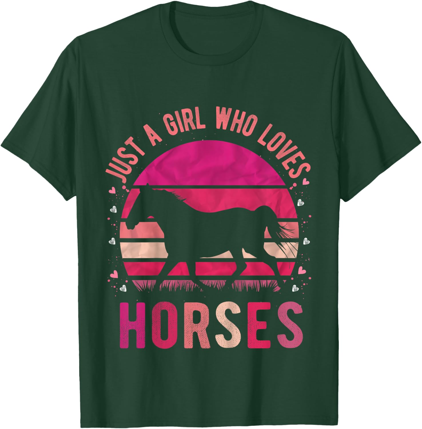 Just a Girl Who Loves Horses Vintage Retro Gift T-Shirt - T-Shirt | Forest