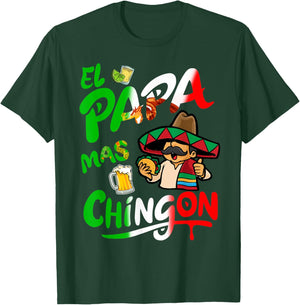 El Papa Mas Chingon Taco Beer Funny Mexican Dad Spanish T-Shirt - T-Shirt | Forest