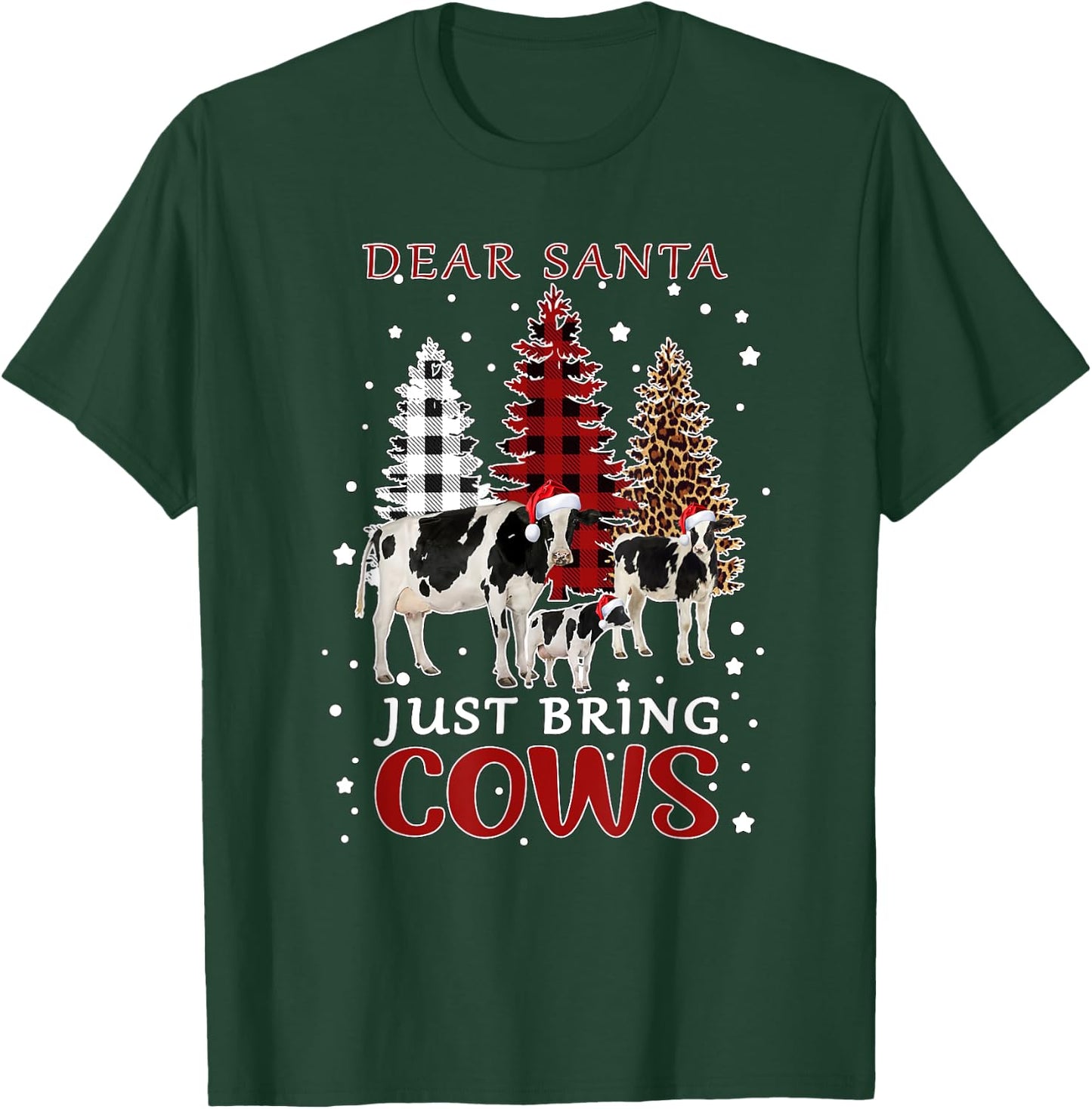 Dear Santa Just Bring Cows Christmas Buffalo Plaid Heifer T-Shirt - T-Shirt | Forest
