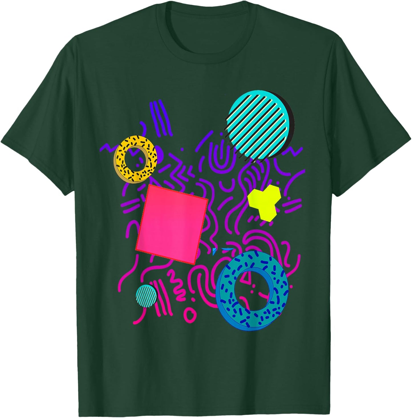 Memphis Style Gift Geometric 90s 80s Pattern T-Shirt - T-Shirt | Forest