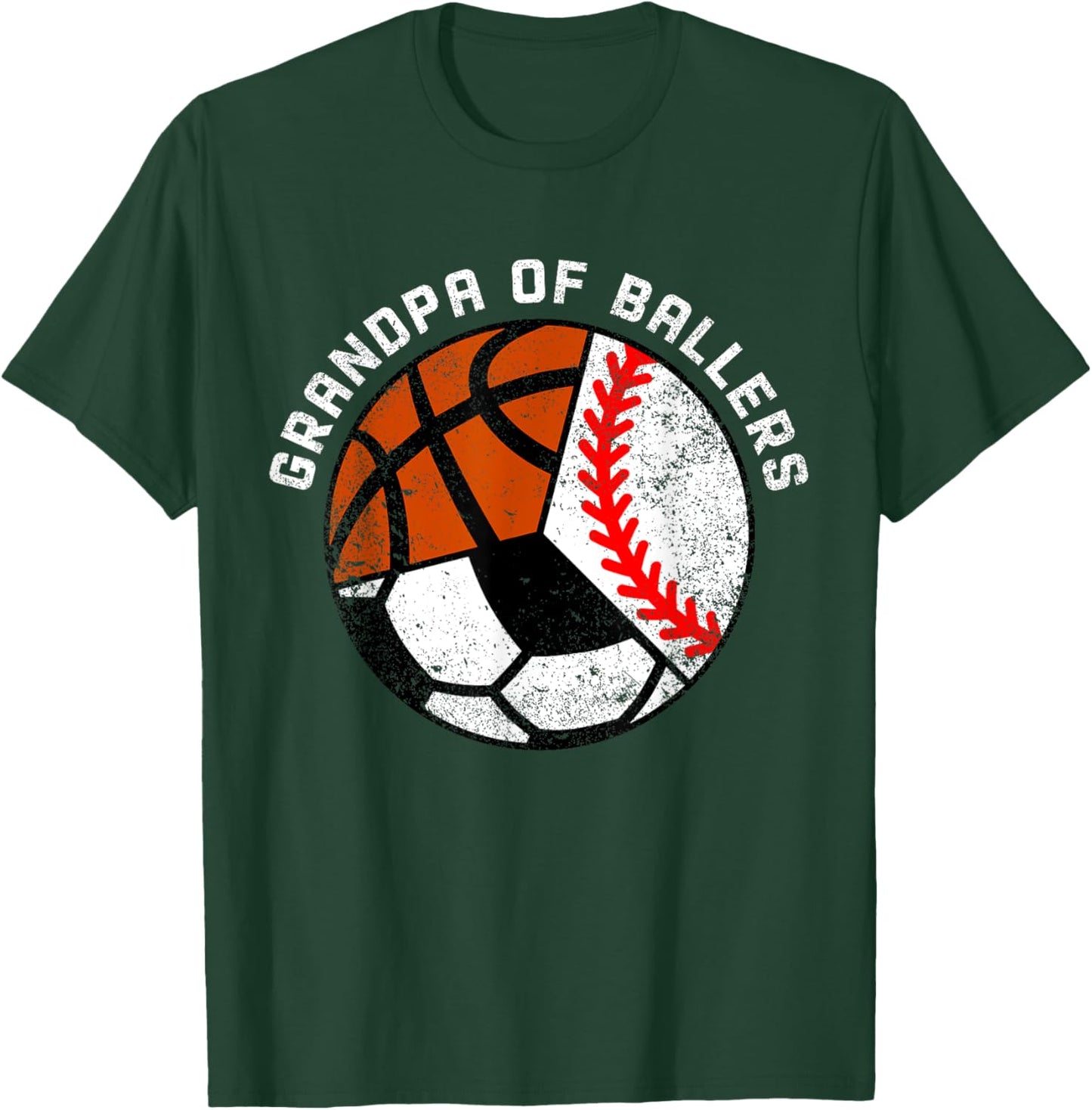 Grandpa Of Ballers Funny Baseball Soccer Basketball Grandpa T-Shirt - T-Shirt | Forest