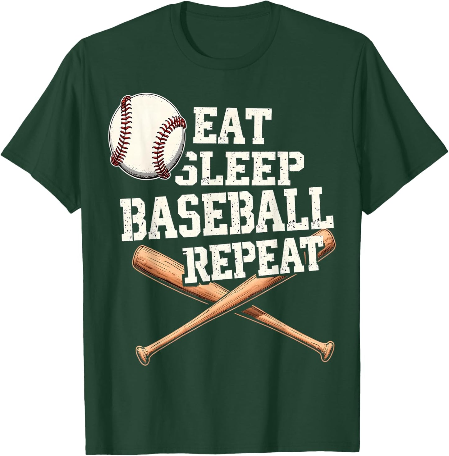 Eat Sleep Baseball Repeat Funny T-Shirt - T-Shirt | Forest