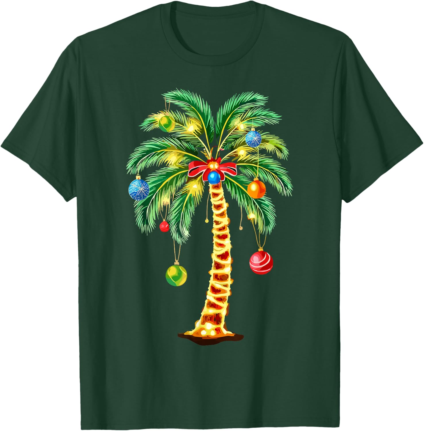 Christmas Palm Tree Hawaiian Xmas T-Shirt - T-Shirt | Forest