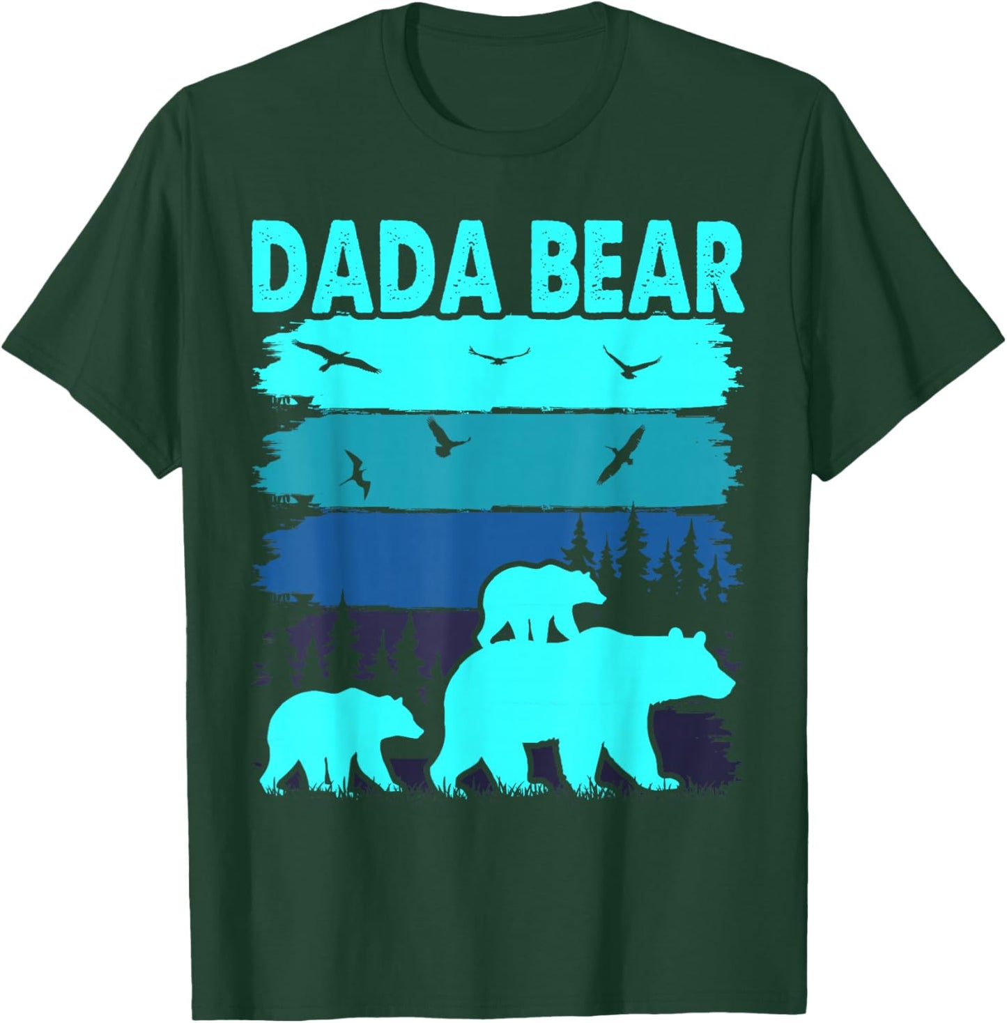 Dada Bear 2 Cubs Daddy of Twin Family Matching Father's Day T-Shirt - T-Shirt | Forest