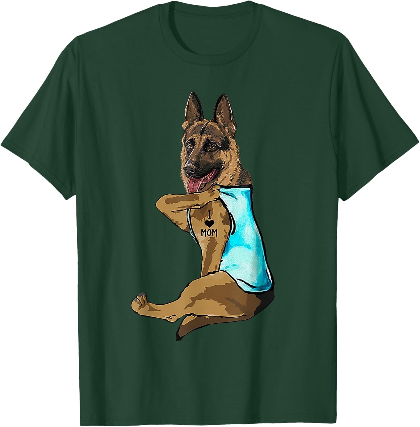 German Shepherd I Love Mom Tattoo T-Shirt - T-Shirt | Forest