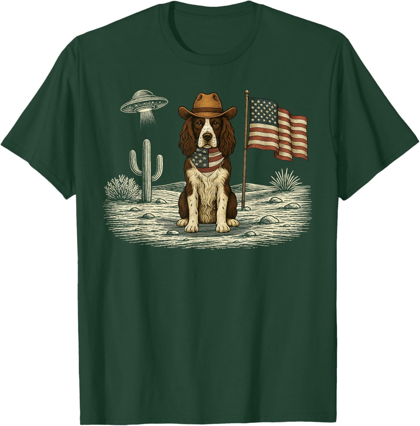 Springer Spaniel 4th of July US American Flag Dog Patriotic Men Women Kids T-Shirt - T-Shirt | Forest