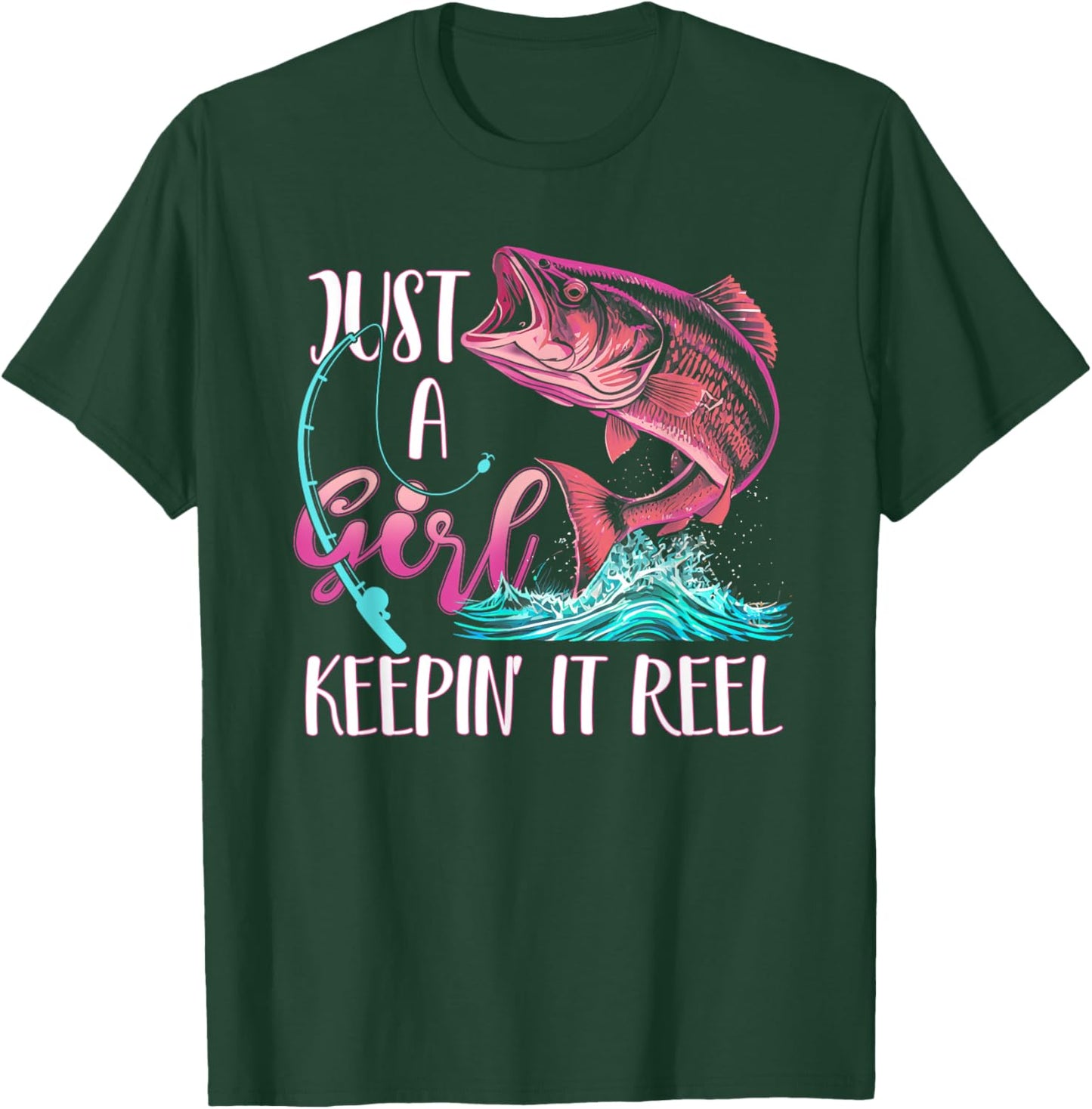 Cute Fishing Funny Keeping It Reel Purple Pink T-Shirt - T-Shirt | Forest
