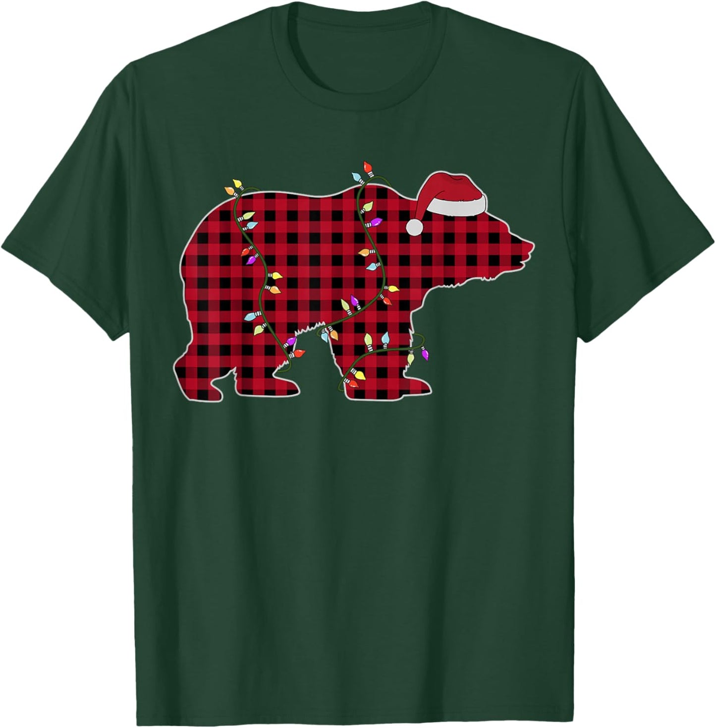 Red Plaid Bear Buffalo Matching Family Christmas T-Shirt - T-Shirt | Forest