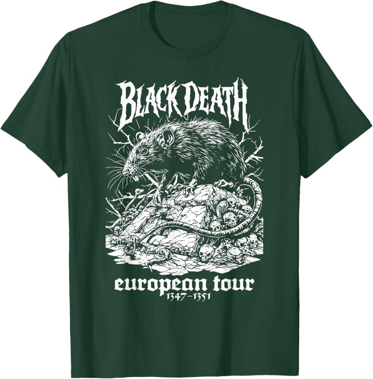 Black Death European Tour Plague Rat Medieval History Goth T-Shirt - T-Shirt | Forest
