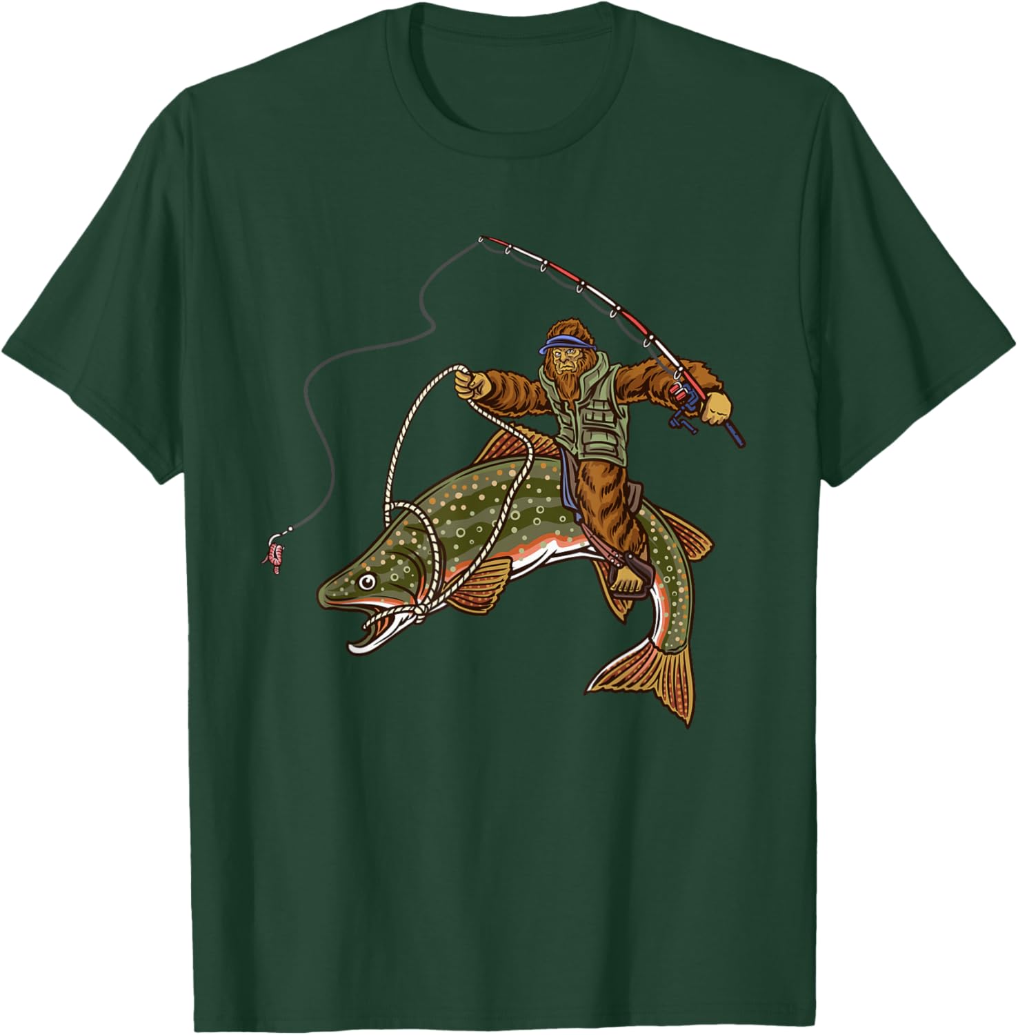 Brook Trout River Fishing Bigfoot Hunting Fishermen T-Shirt - T-Shirt | Forest