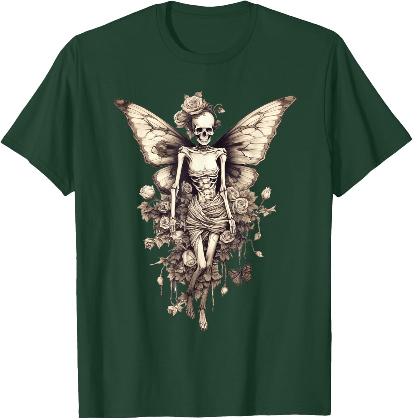 Skeleton Fairy Gothic Butterfly Fairycore Aesthetic Grunge T-Shirt - T-Shirt | Forest