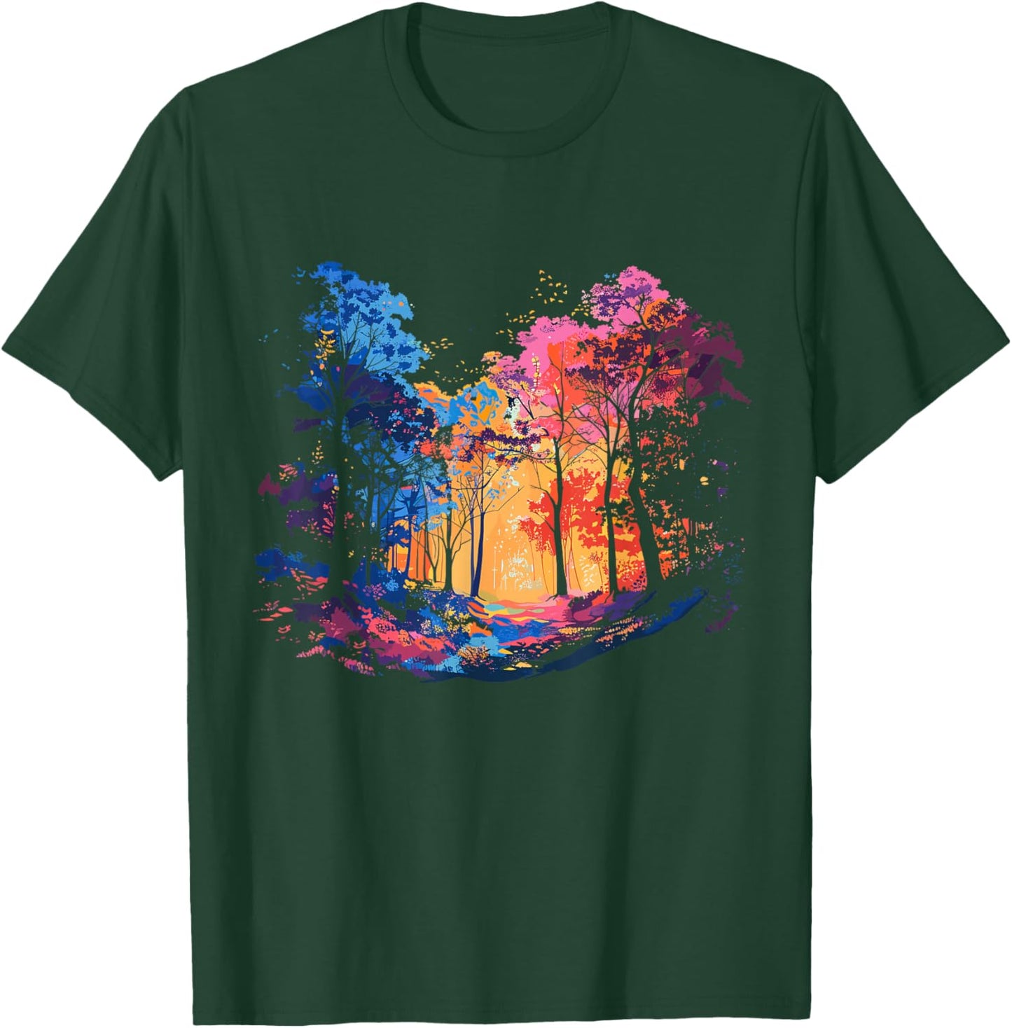 Colorful Forest, Tree Art, Natur Lover, Hiking, Men, Women T-Shirt - T-Shirt | Forest