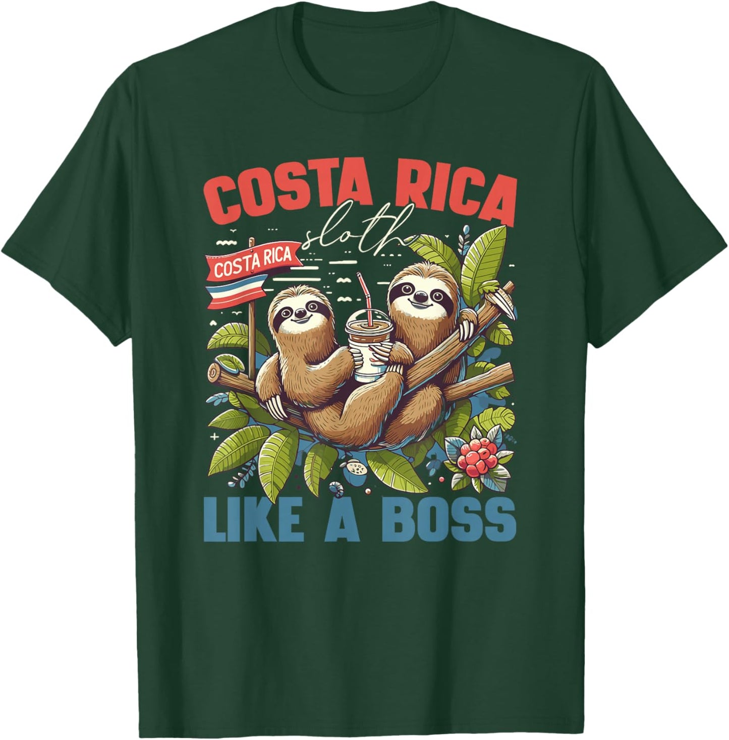 Discover Costa Rica Unique Sloth Design Travel Enthusiasts T-Shirt - T-Shirt | Forest