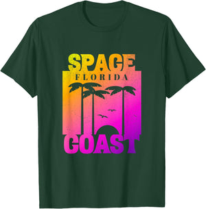 Space Coast Beach Florida, Cool Retro 80s Simple Graphic Women T-Shirt - T-Shirt | Forest