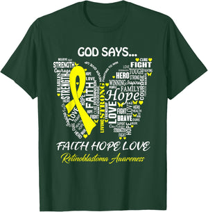 Butterfly Faith Hope Love Retinoblastoma Awareness Gifts T-Shirt - T-Shirt | Forest