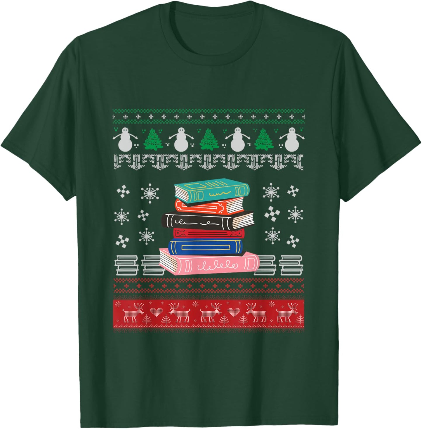 Ugly Christmas Librarian | Books Library | Merry Xmas T-Shirt - T-Shirt | Forest