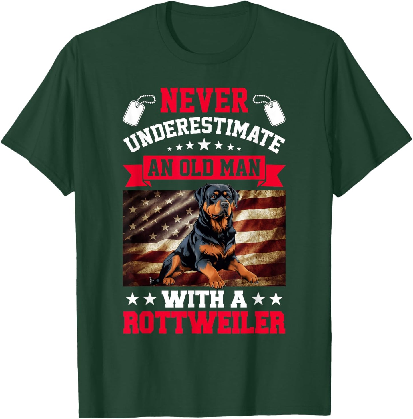 Never Underestimate An Old Man With A Rottweiler T-Shirt - T-Shirt | Forest