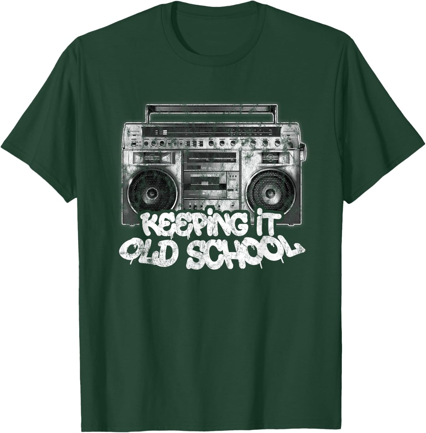 Keeping It Old School - Vintage Boombox Graffiti T-Shirt - T-Shirt | Forest