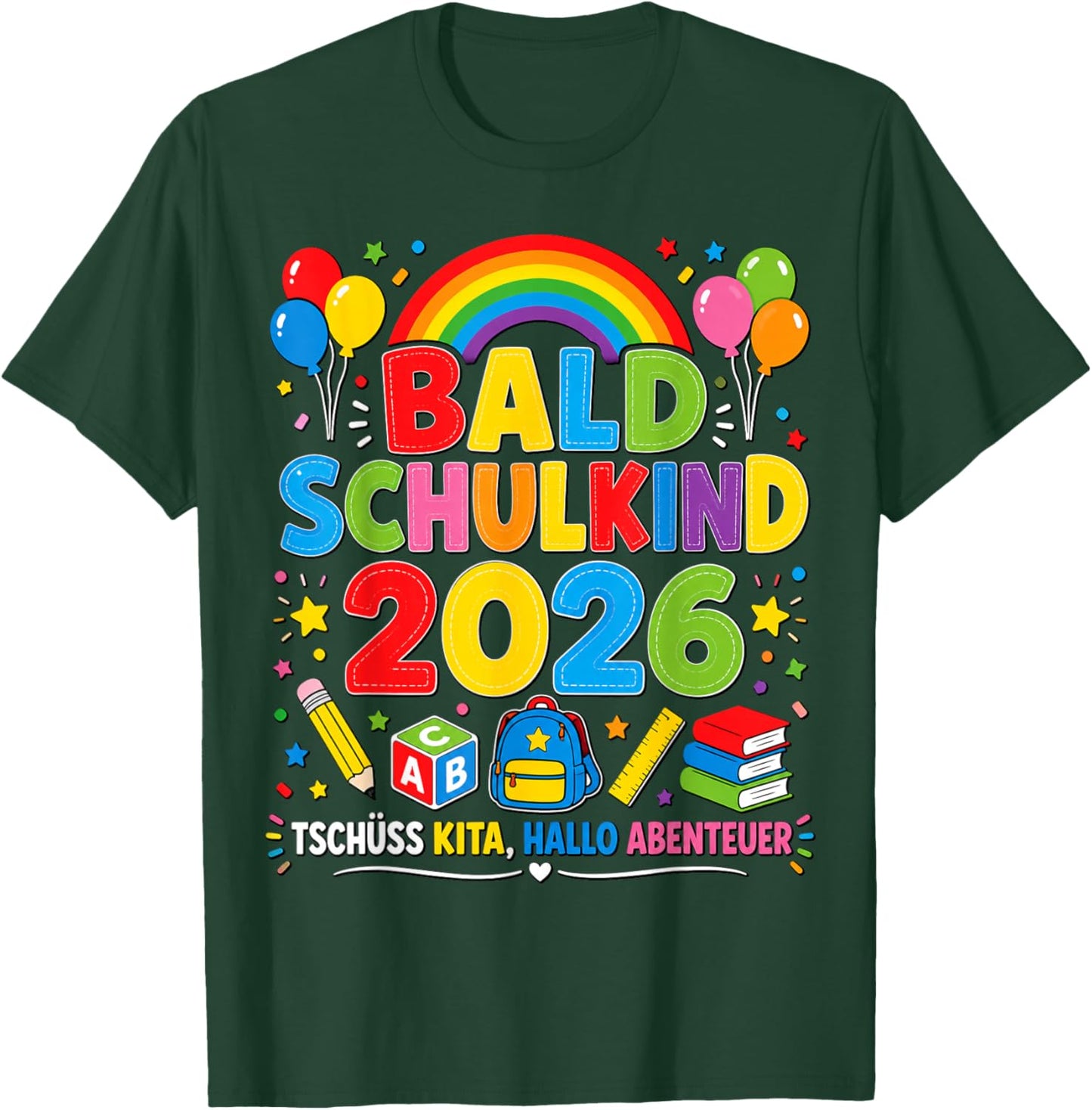 Bald Schulkind 2026 Kita Abgänger Kinder T-Shirt - T-Shirt | Forest