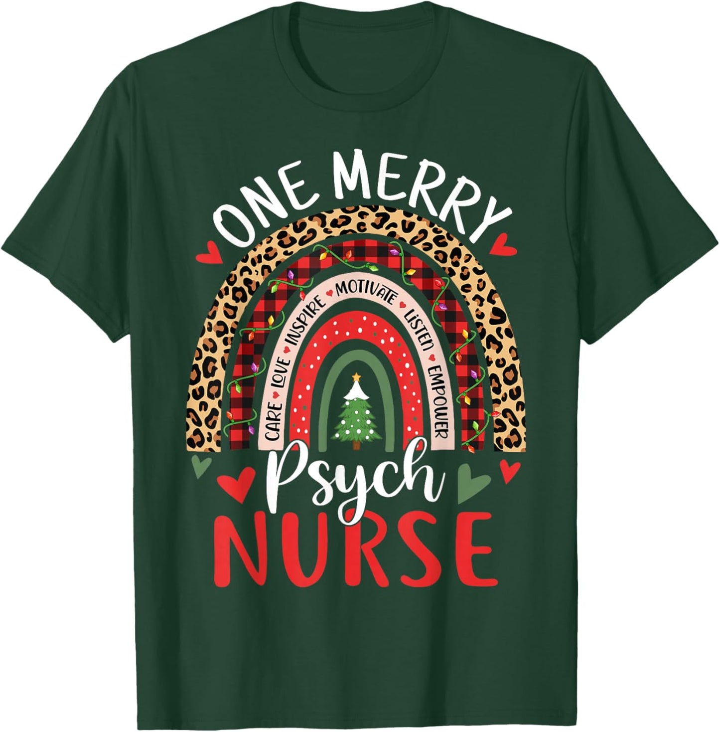 Psych Nurse Funny Rainbow Christmas Mental Health Nurse T-Shirt - T-Shirt | Forest