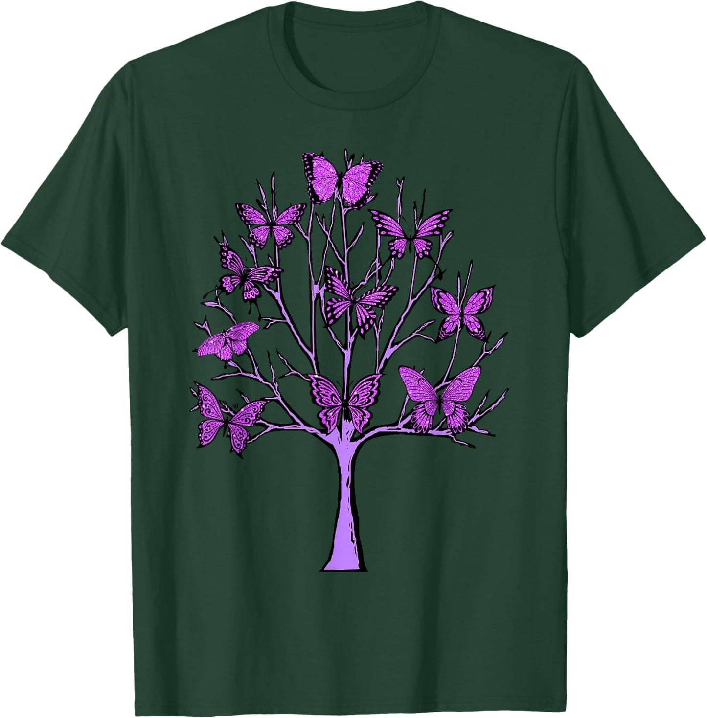 Purple Butterfly Tree of Life Butterflies T-Shirt - T-Shirt | Forest