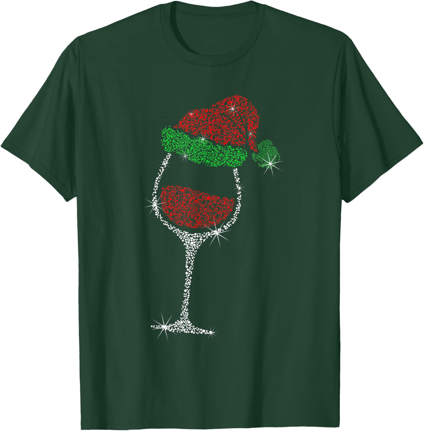 Wine Glass With Santa Hat Wine Lover Christmas Gift T-Shirt - T-Shirt | Forest