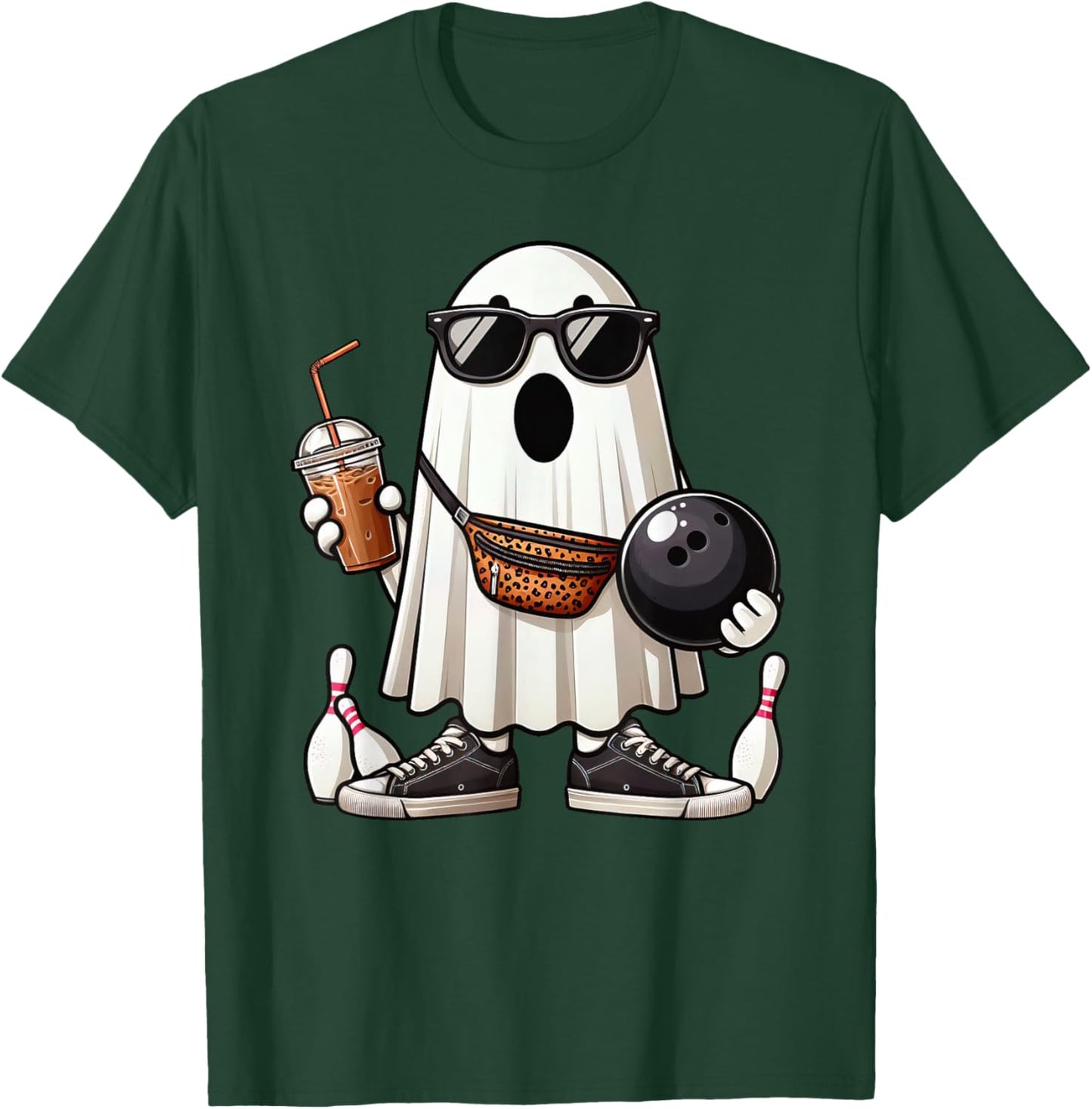 Funny Ghost Bowling Boo Coffee Halloween Kids T-Shirt - T-Shirt | Forest