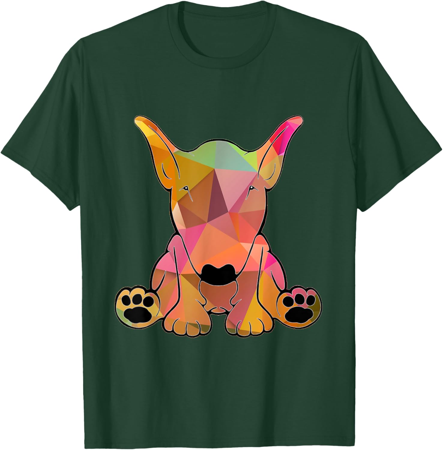 English Bull Terrier Dog with Geometric Pattern T-Shirt - T-Shirt | Forest