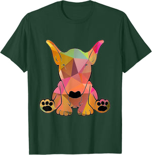 English Bull Terrier Dog with Geometric Pattern T-Shirt - T-Shirt | Forest