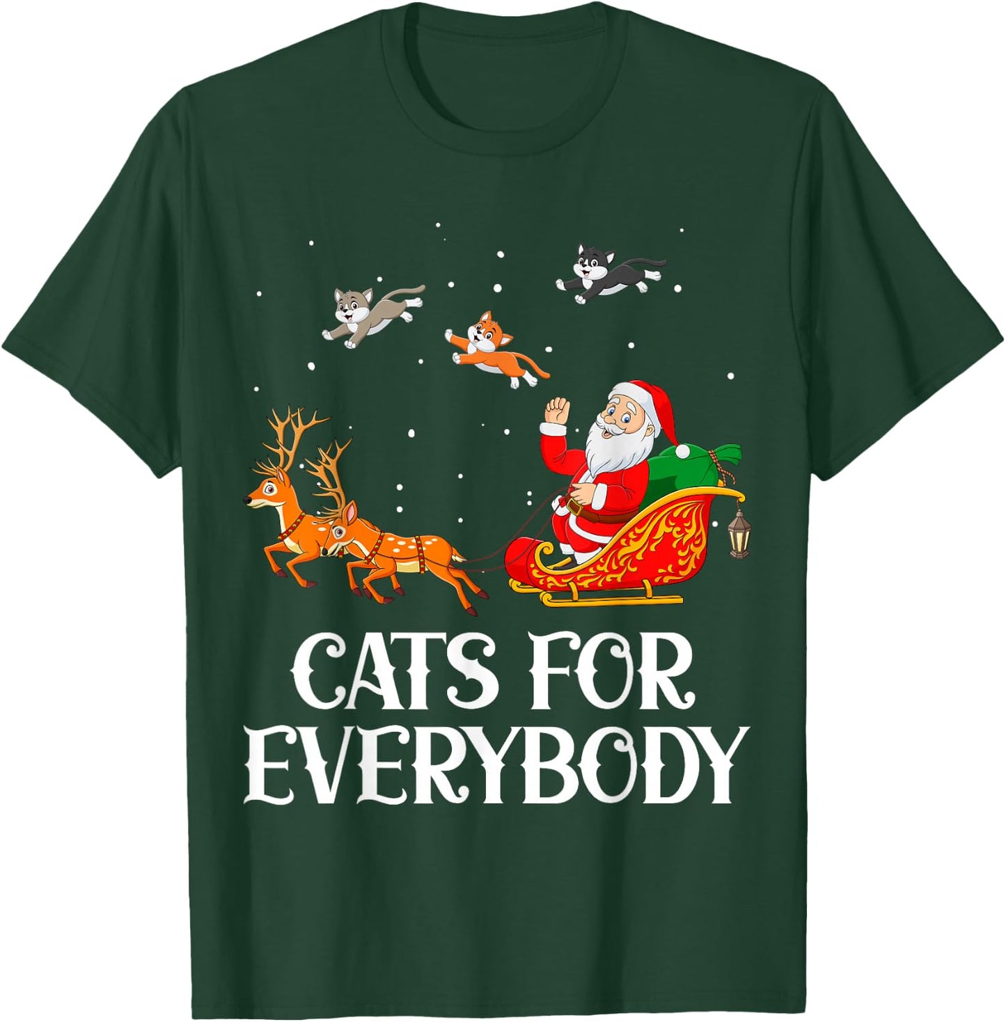 Cats For Everybody Santa Christmas Cat Funny Cat Mom T-Shirt - T-Shirt | Forest