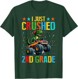 I Just Crushed 2nd Grade Dinosaur T-rex Monster Truck Boy T-Shirt - T-Shirt | Forest