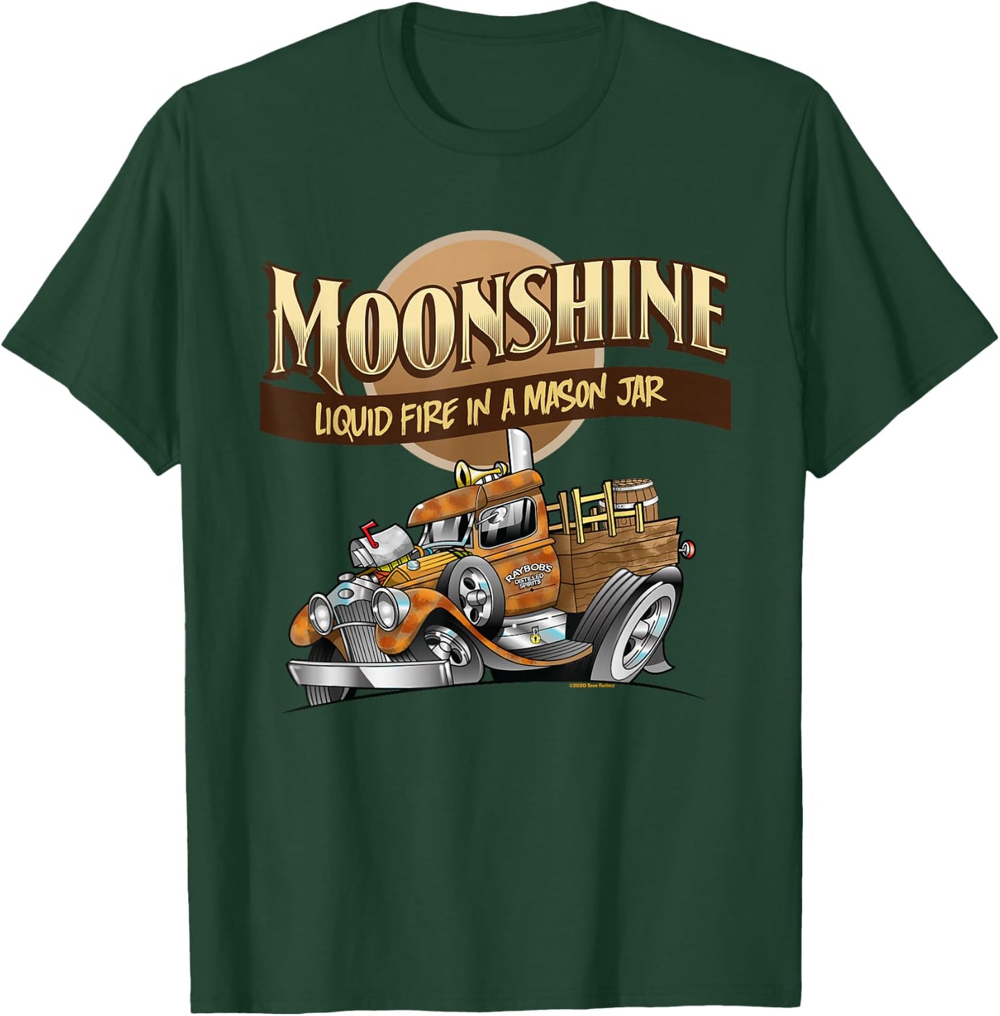 Moonshine Liquid Fire In A Mason Jar Funny Homebrew T-Shirt - T-Shirt | Forest