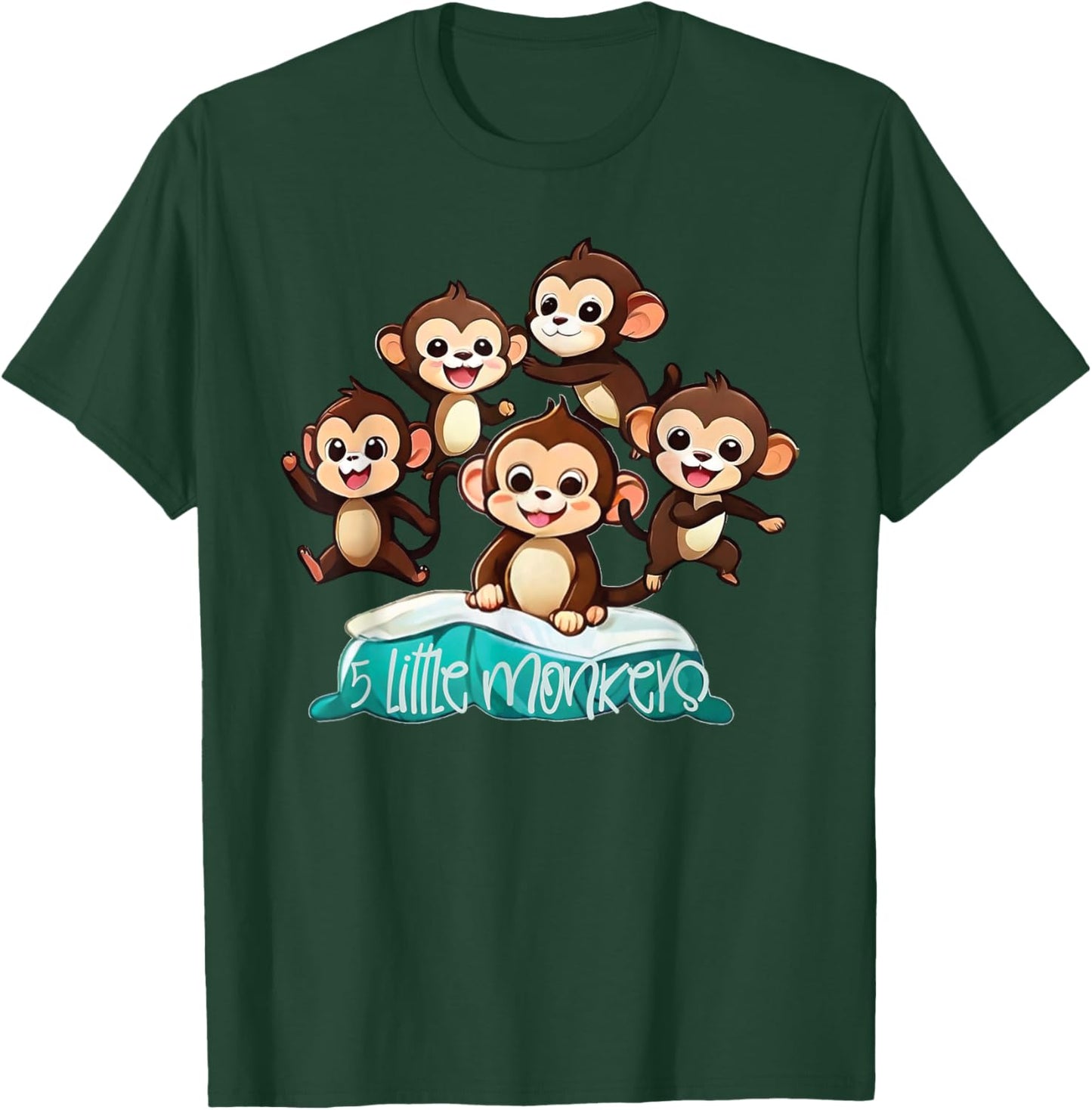 Cool Five Little Monkeys Jumping on The Bed for kids T-Shirt - T-Shirt | Forest
