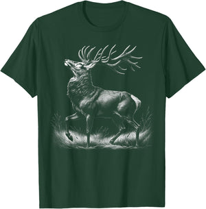 Deer in Proud Pose - Realistic Drawing Style T-Shirt - T-Shirt | Forest