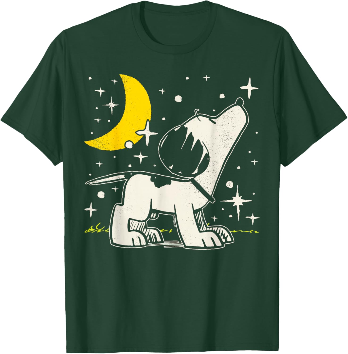Peanuts - Snoopy 1950's Celestial Moon And Stars T-Shirt - T-Shirt | Forest