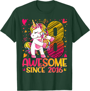 8 Years Old Flossing Unicorn Gifts 8th Birthday Girl Party T-Shirt - T-Shirt | Forest