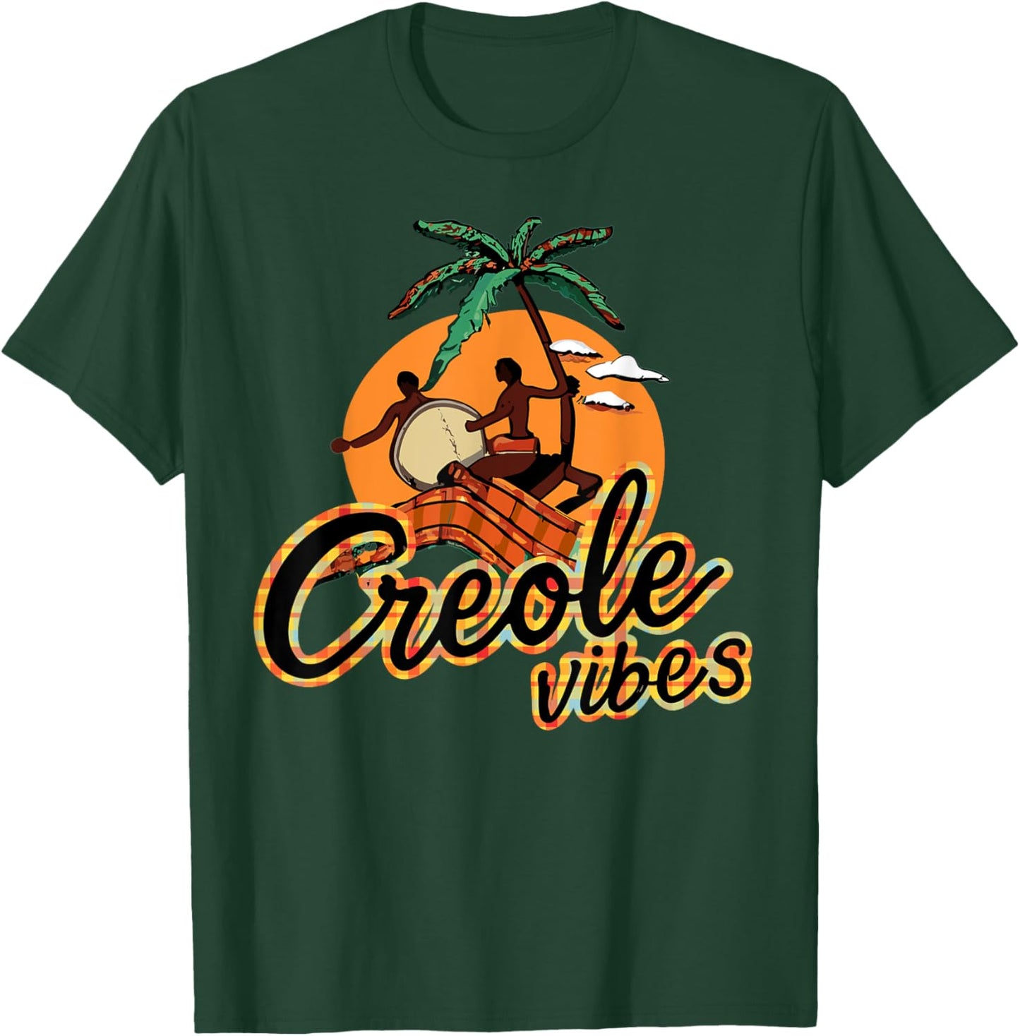 Saint Lucia Creole Day, Jounen Kweyol Plaid Drums Women's T-Shirt - T-Shirt | Forest