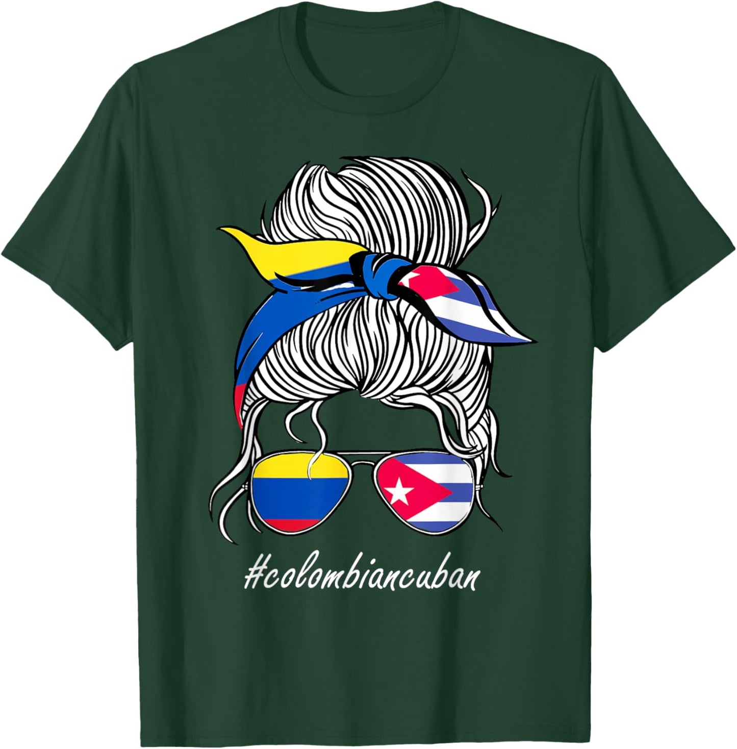 Cuba Women Colombia Flag Roots Country Girl Cuba Flag T-Shirt - T-Shirt | Forest
