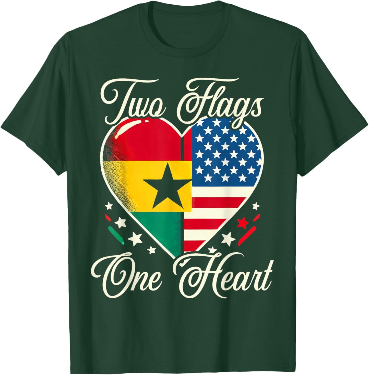 Half Ghanaian Half American USA Flag Ghana America T-Shirt - T-Shirt | Forest