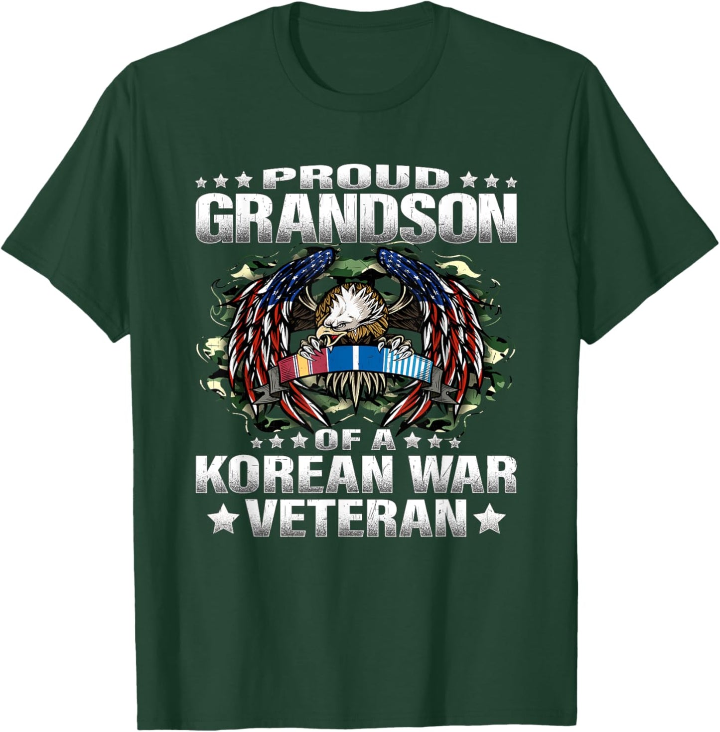Proud Grandson Of A Korean War Veteran Military Vets Family T-Shirt - T-Shirt | Forest