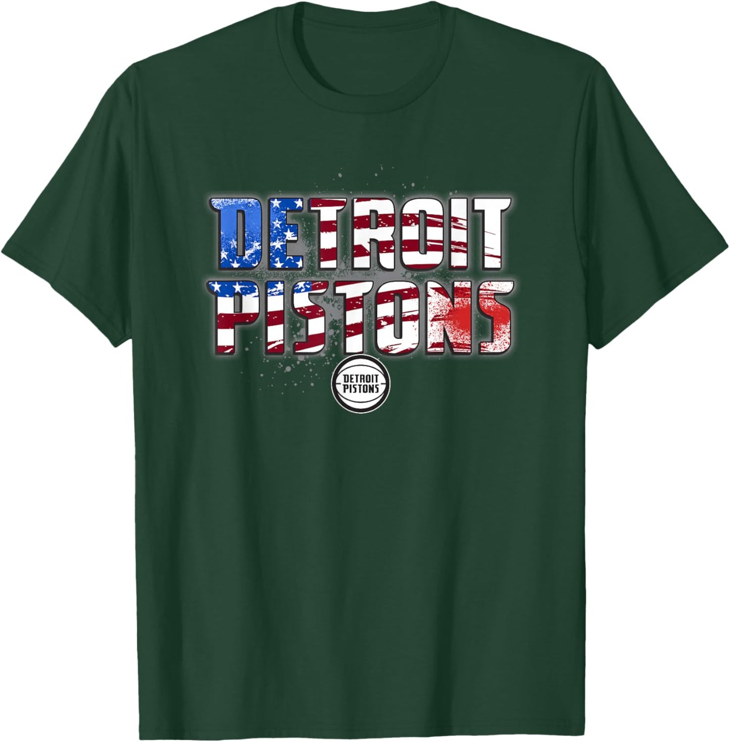 NBA Detroit Pistons American Flag Distressed Paint Spill T-Shirt - T-Shirt | Forest