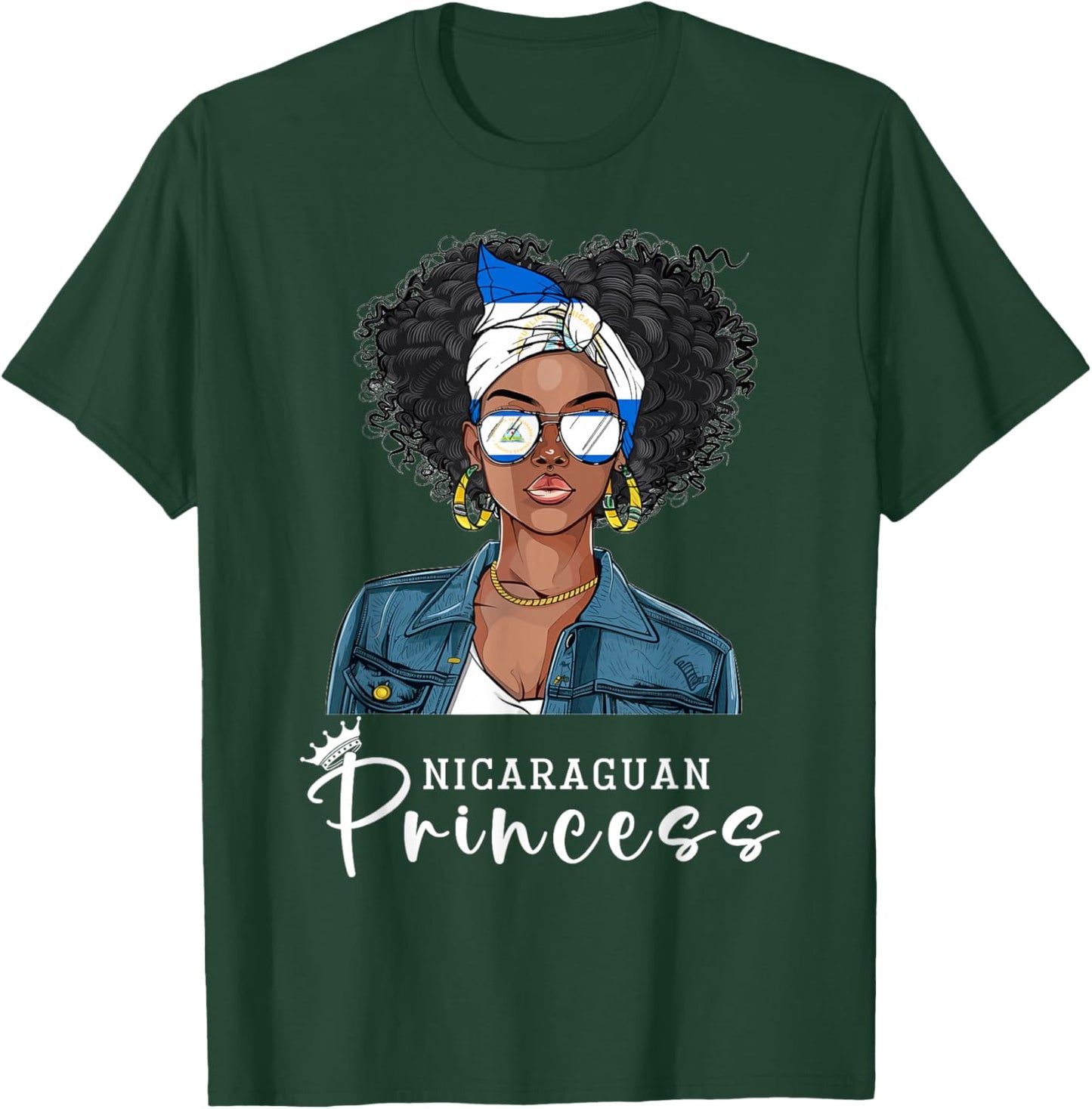 Nicaraguan Flag Souvenirs Woman Princess Girl Nicaragua T-Shirt - T-Shirt | Forest