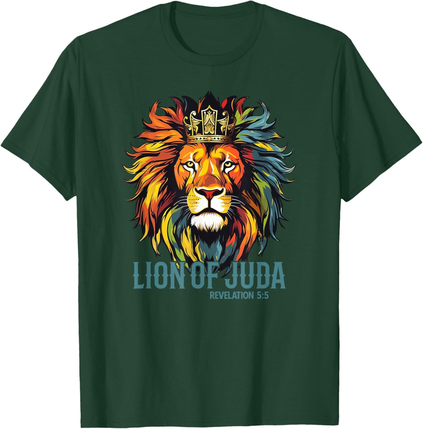 Jesus Lion Of Judah Crown Christians God Faith T-Shirt - T-Shirt | Forest
