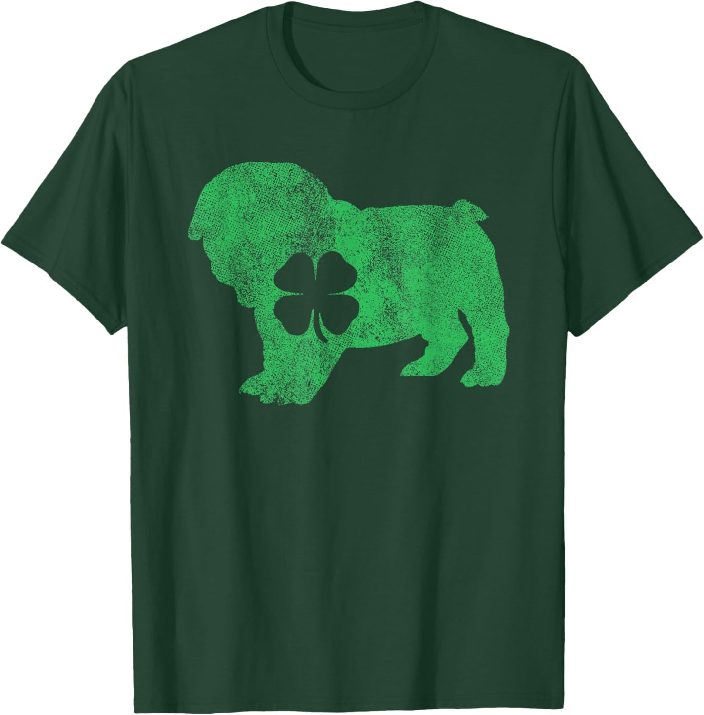 St. Patrick's Day Dog Bulldog Shamrock Men Women Gift T-Shirt - T-Shirt | Forest