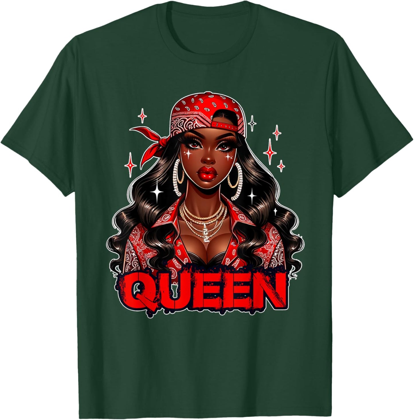 Black Queen Red Bandana Melanin Black Girl Magic Diva Women T-Shirt - T-Shirt | Forest