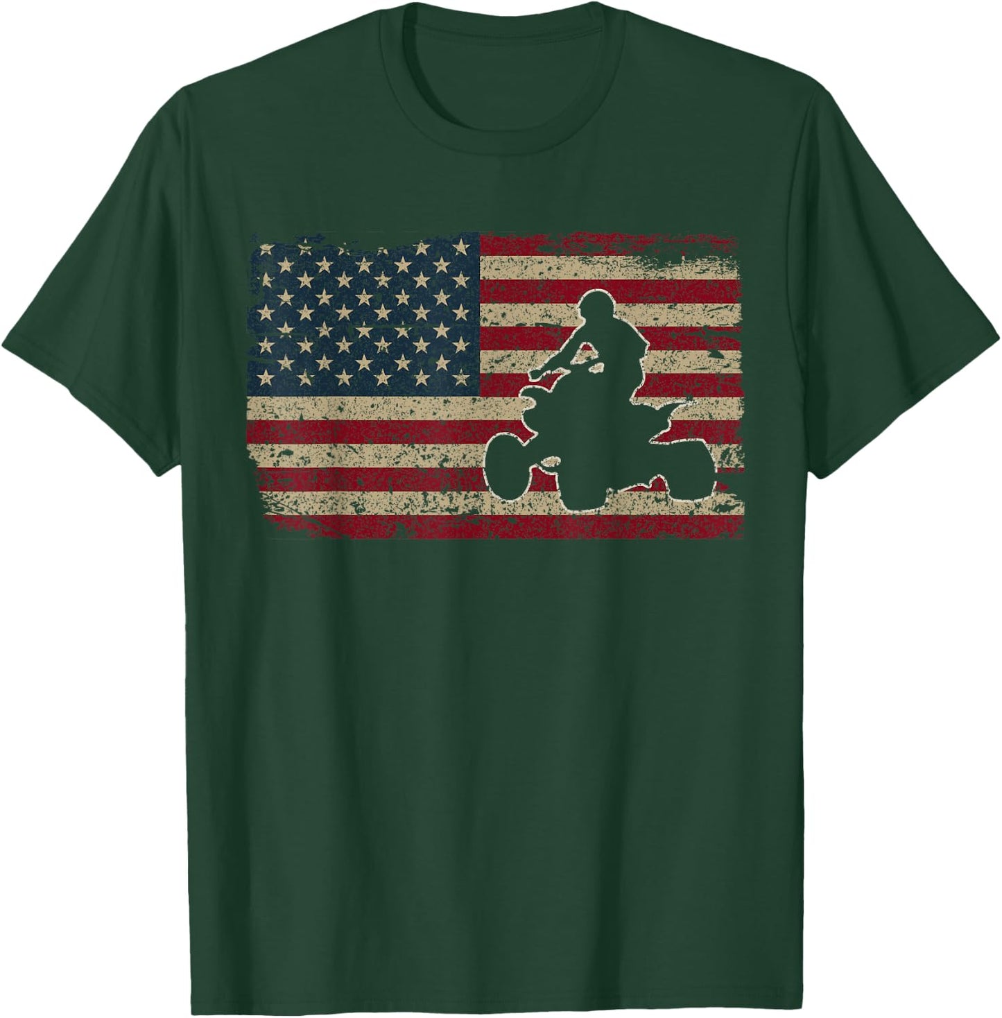 Quad Biker America Flag Gift I ATV Four Wheeler Quad Bike Small T-Shirt - T-Shirt | Forest