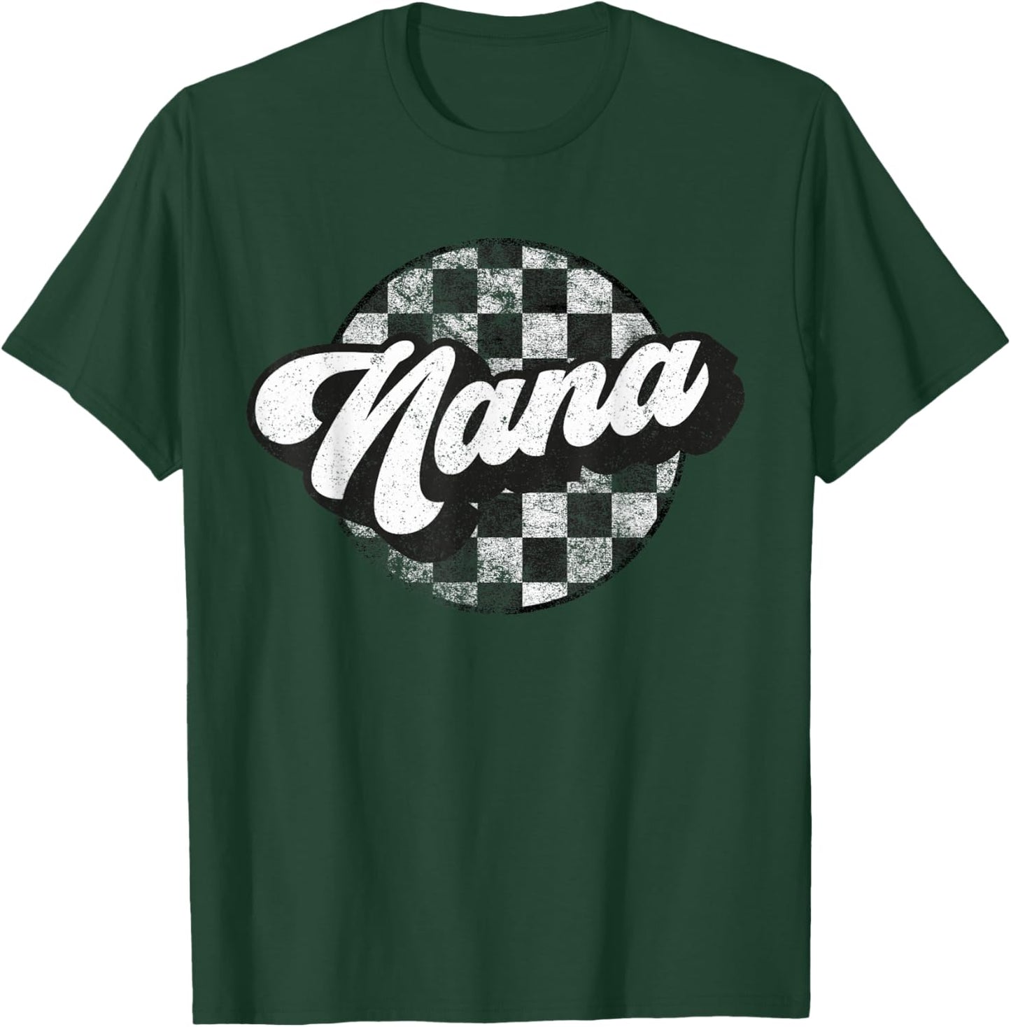 Funny Retro Checkered Nana Race Vintage Matching Family T-Shirt - T-Shirt | Forest