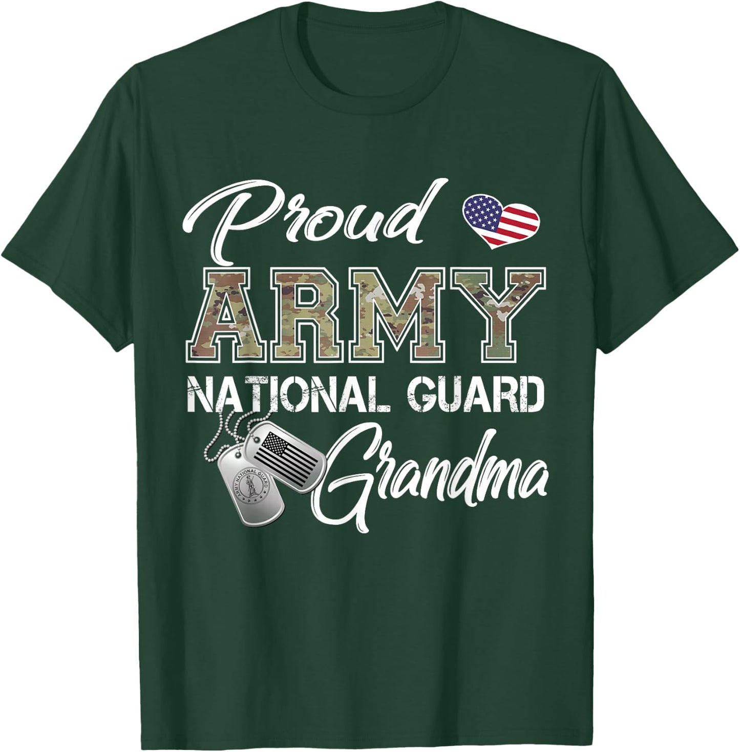 Proud Army National Guard Grandma Military Pride T-Shirt - T-Shirt | Forest